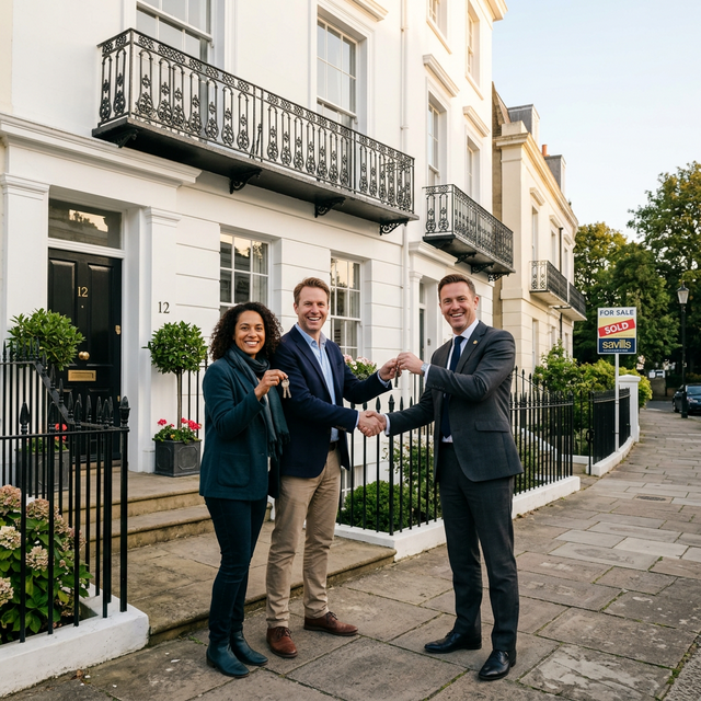 Happy clients receiving keys to their new property in Brighton